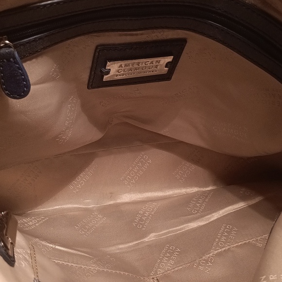 Badgley Mischka American Glamour Stylish Blue Handbag with Chain Detail Leather - Picture 10 of 11